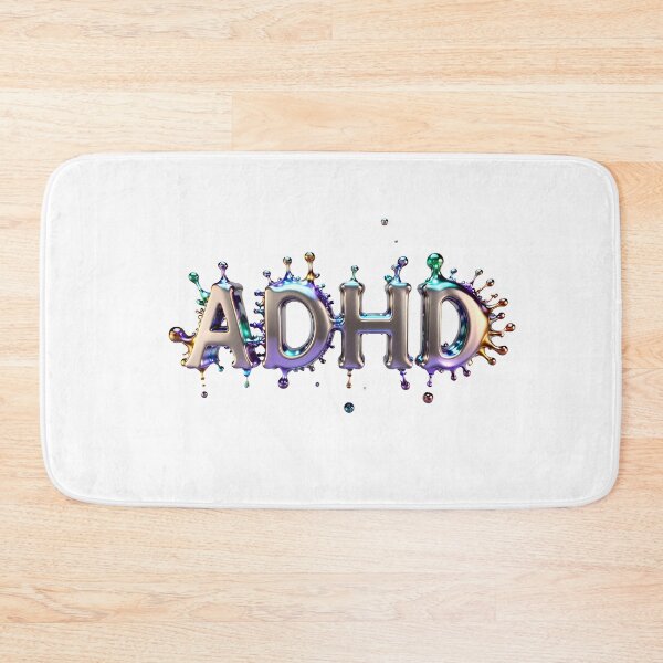 Item preview, The inscription "ADHD" on white background - rosegold, shiny, metal, crazy. designed and sold by My-fake-places.