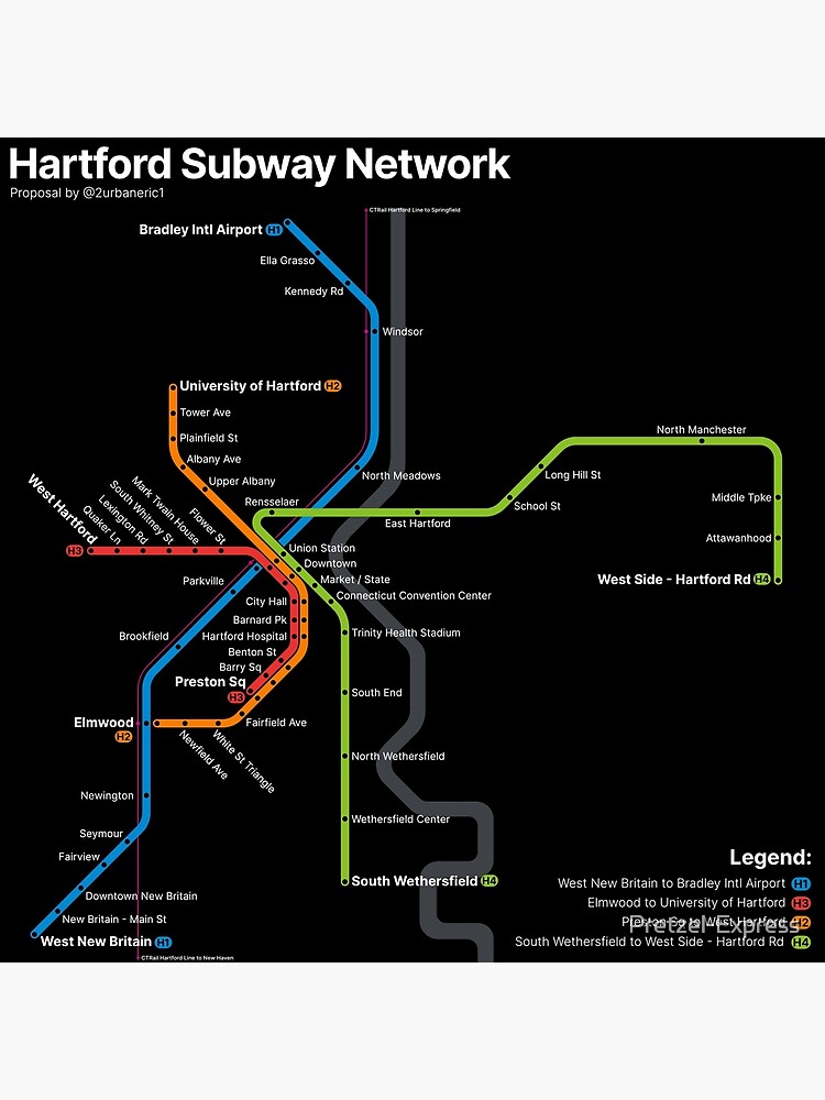 Thumbnail 3 of 3, Poster, Hartford Subway Network designed and sold by Pretzel-Express.