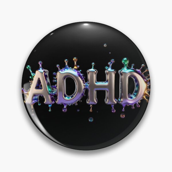 Item preview, The inscription "ADHD" on black background - rosegold, shiny, metal, crazy. designed and sold by My-fake-places.