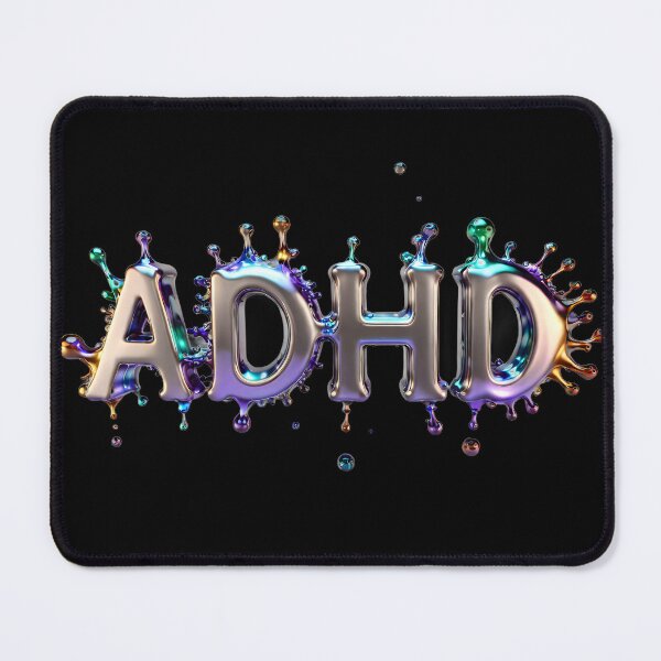 Item preview, The inscription "ADHD" on black background - rosegold, shiny, metal, crazy. designed and sold by My-fake-places.
