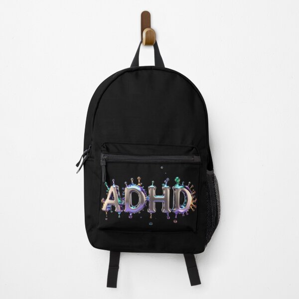 Item preview, The inscription "ADHD" on black background - rosegold, shiny, metal, crazy. designed and sold by My-fake-places.