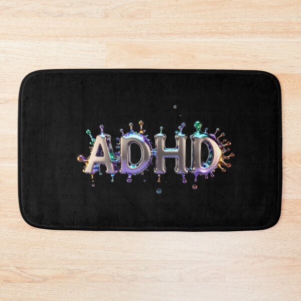 Item preview, The inscription "ADHD" on black background - rosegold, shiny, metal, crazy. designed and sold by My-fake-places.