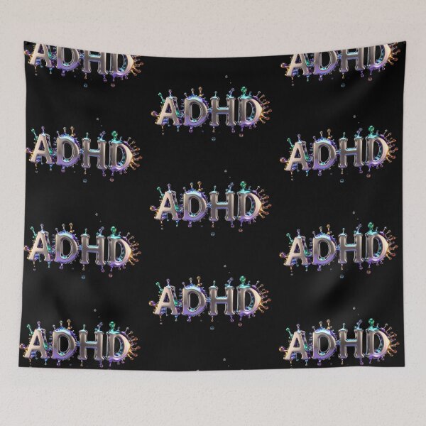 Item preview, The inscription "ADHD" on black background - rosegold, shiny, metal, crazy. designed and sold by My-fake-places.