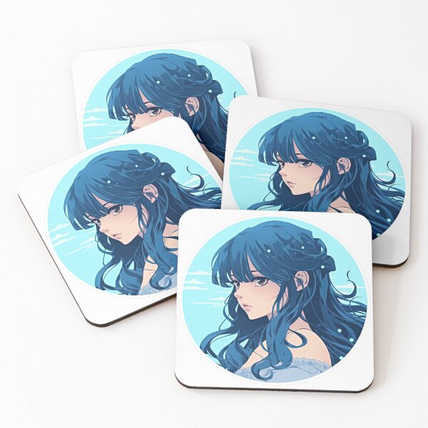 Aperçu de l'œuvre Anime de beauté aux cheveux bleus créée et vendue par Dramaqueenbee.