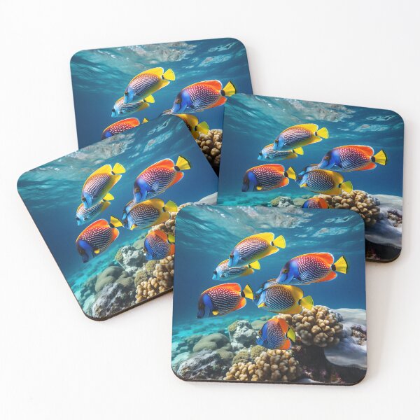 Item preview, Underwater Ballet: A School of Vibrantly Colored Tangs in Graceful Motion designed and sold by aiartbay.