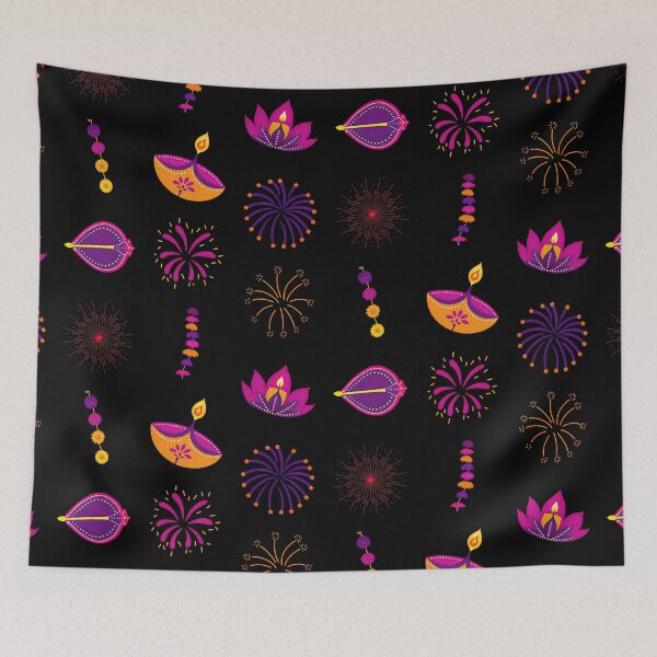 Item preview, Diwali Purple Fireworks, Diya, Flower Decorations designed and sold by pixclipart.