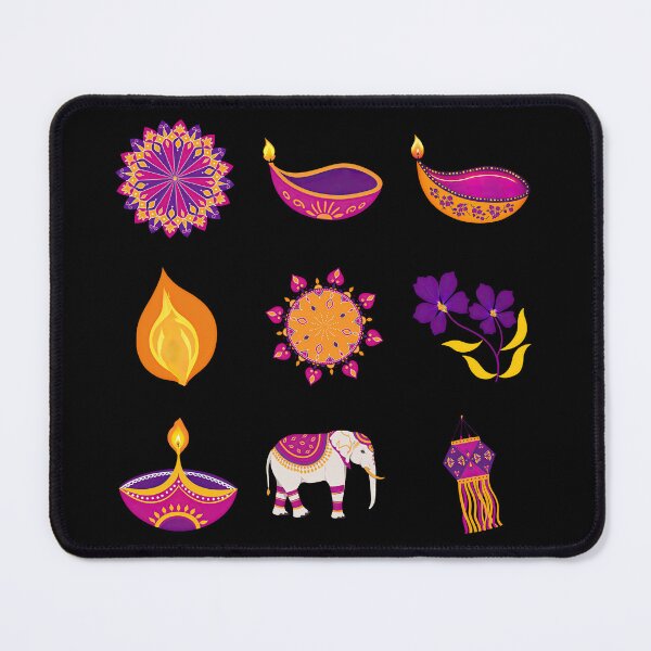 Artikelvorschau, Diwali Purple Diya, Rangoli, Elefant entworfen und verkauft von pixclipart.