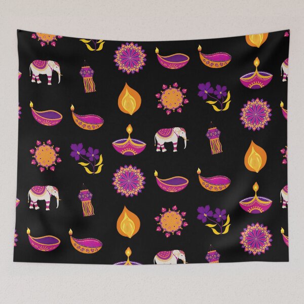 Artikelvorschau, Diwali Purple Diya, Rangoli, Elefant entworfen und verkauft von pixclipart.
