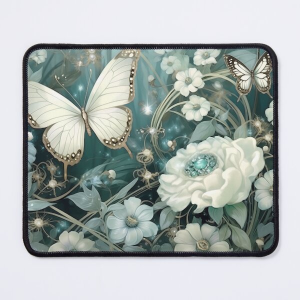 Item preview, Teal and White Floral With Butterflies designed and sold by AkomaGifts.