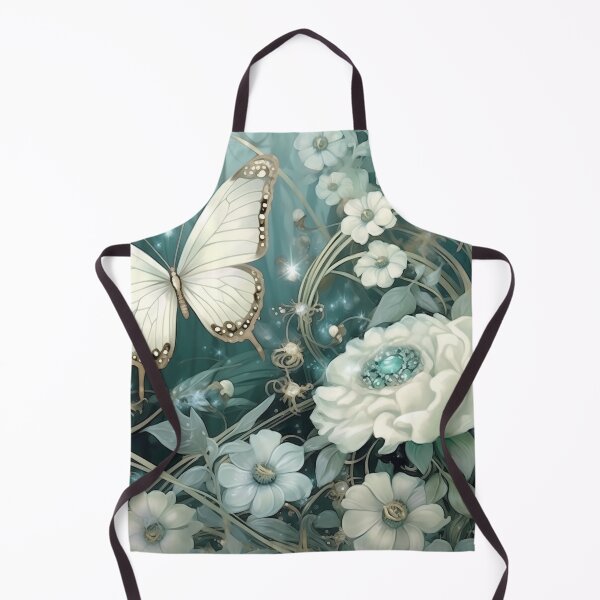 Item preview, Teal and White Floral With Butterflies designed and sold by AkomaGifts.