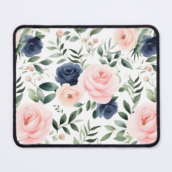Item preview, Navy and Pale Pink Roses designed and sold by peachculture.