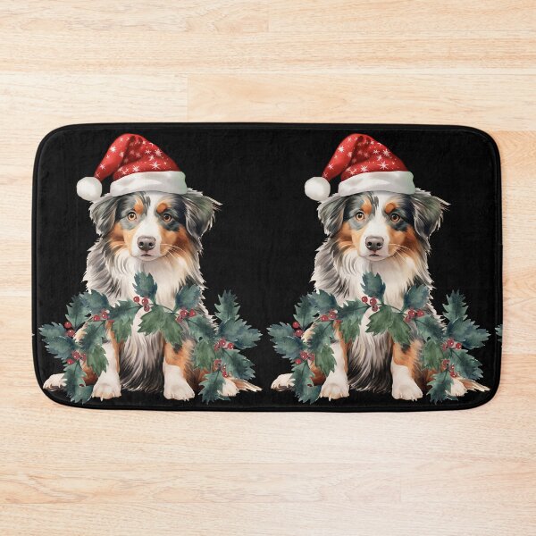 Item preview, Australian Shepherd pup with holly designed and sold by AussieWorkDogs.