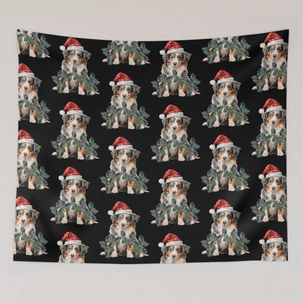 Item preview, Australian Shepherd pup with holly designed and sold by AussieWorkDogs.