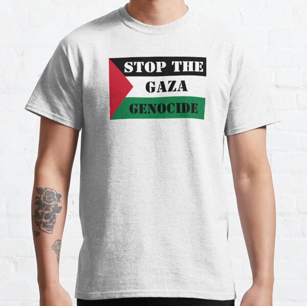 Stop The Gaza Genocide- Free Palestine with Flag Classic T-Shirt