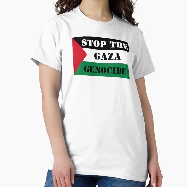 Vista previa del artículo con la obra «Detengamos el genocidio de Gaza: Palestina libre con bandera», diseñado y vendido por EspyDesignCo.