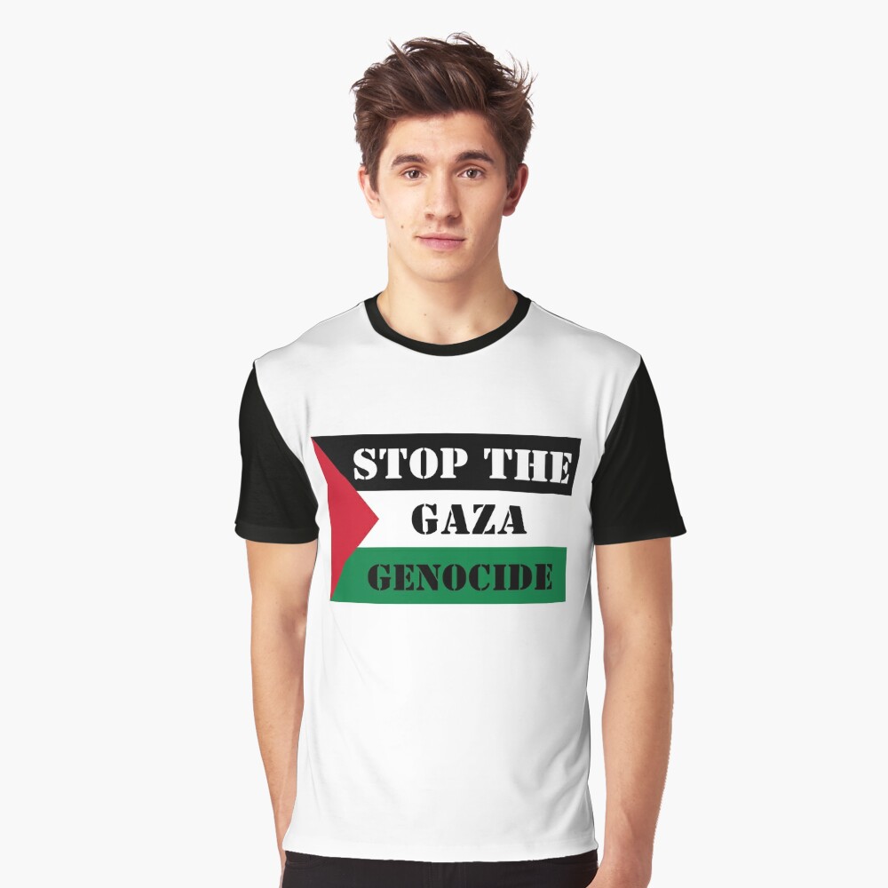 Stop The Gaza Genocide- Free Palestine with Flag