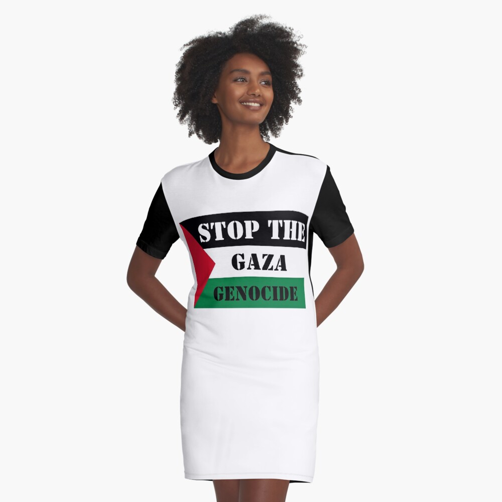 Stop The Gaza Genocide- Free Palestine with Flag