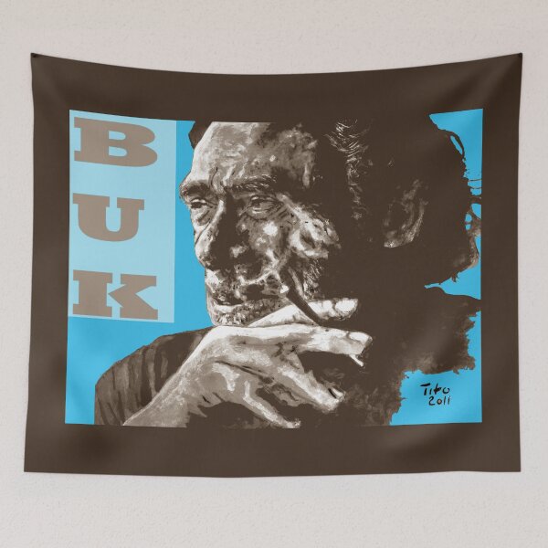 Item preview, Charles BUK owski - POP-ART - sepia blue designed and sold by ARTito.