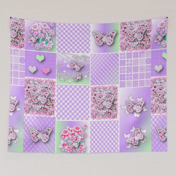 Item preview, Butterflies and Flowers Patchwork designed and sold by KC Morcom.