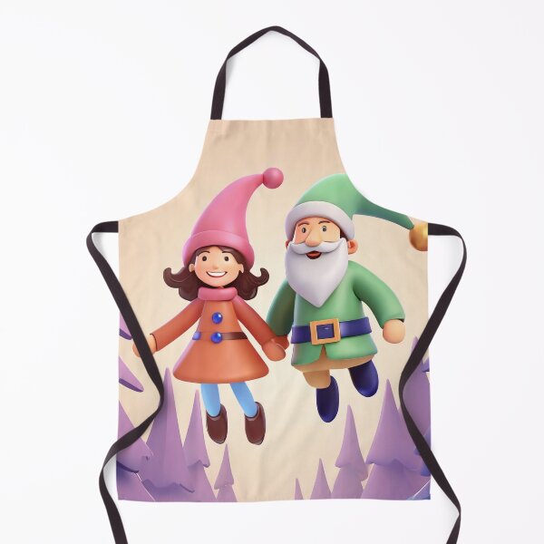 Item preview, Happy male and female gnome in xmas outfit flying through the forest designed and sold by fotofeast.