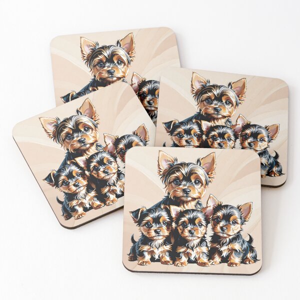 Item preview, Yorkshire Terrier Dog and Puppies Picture designed and sold by Petalandfur.