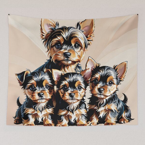 Item preview, Yorkshire Terrier Dog and Puppies Picture designed and sold by Petalandfur.