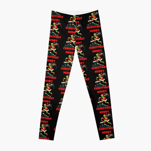 Dr. Seuss Women's Size M Black & Red Grinch Allover-Print Leggings