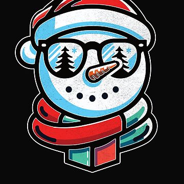 Artwork thumbnail, Cool Christmas Snowman with Sunglasses and Santa Hat by hidden-design