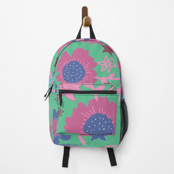 Item preview, Floral pattern in pink, blue, brown with green background. designed and sold by mkakaire.