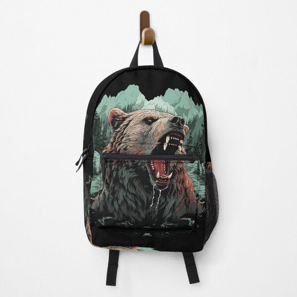 Item preview, Roaring grizzly bear with forest in the background designed and sold by Hisirdoux.