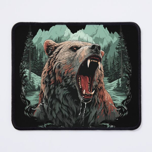 Item preview, Roaring grizzly bear with forest in the background designed and sold by Hisirdoux.