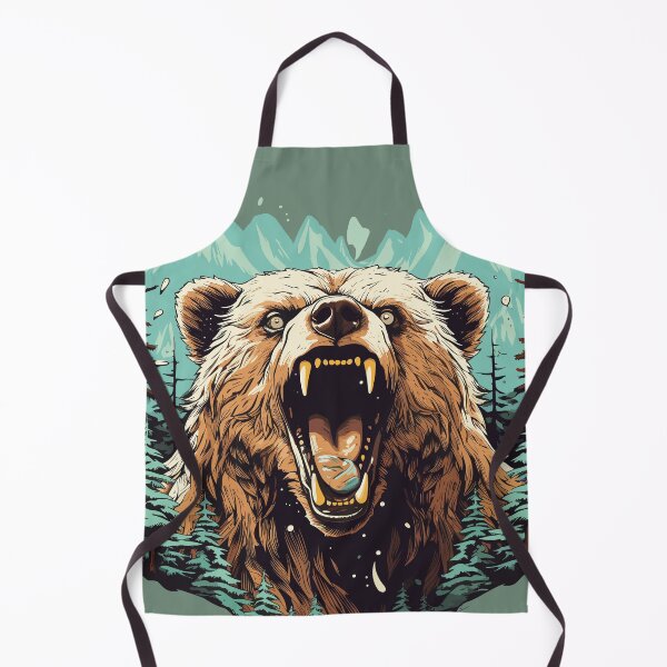 Item preview, Roaring grizzly bear with forest and mountains in the background designed and sold by Hisirdoux.