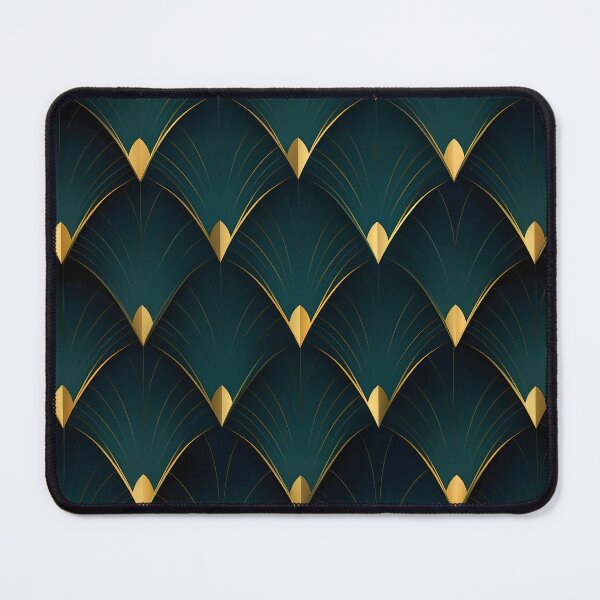 Item preview, Vintage Minimalism Art Deco Pattern With Gold Leaves In Blue And Green designed and sold by Vic Torys ☆.
