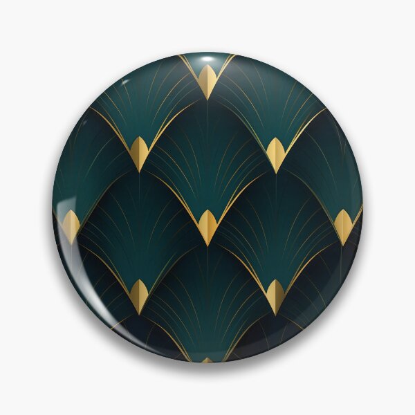 Item preview, Vintage Minimalism Art Deco Pattern With Gold Leaves In Blue And Green designed and sold by Vic Torys ☆.