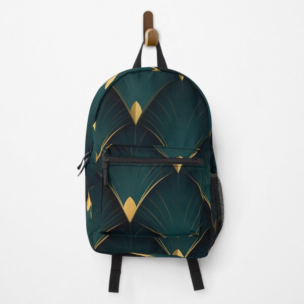 Item preview, Vintage Minimalism Art Deco Pattern With Gold Leaves In Blue And Green designed and sold by Vic Torys ☆.