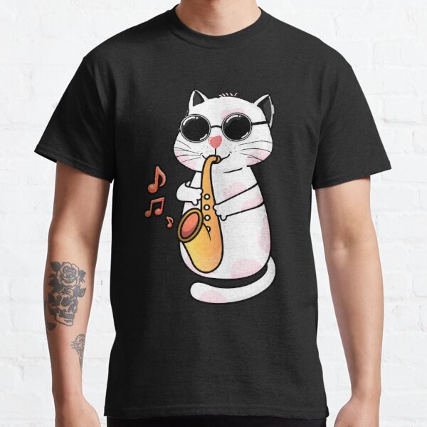  Cats and Saxophone T-Shirt : Clothing, Shoes & Jewelry