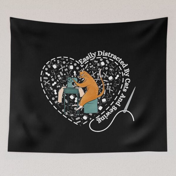 Item preview, Easily Distracted By Cats And Sewing Machine Lover designed and sold by Wiss2Arts.