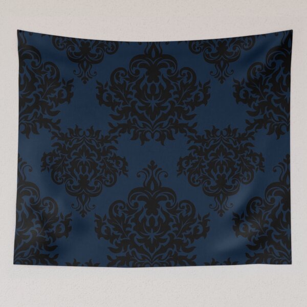 Item preview, Large Deep Blue Damask 3 designed and sold by Pixels2Patterns.