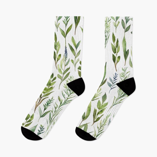 Item preview, Watercolor parsley, sage, rosemary and thyme.white, green, dark green, light colors, botanical pattern. designed and sold by My-fake-places.