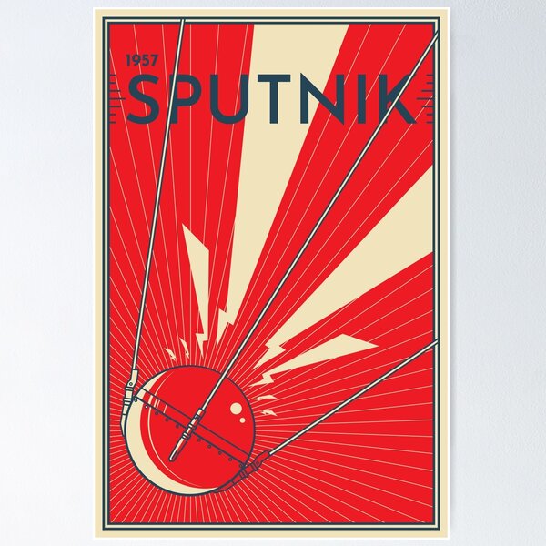 Item preview, Sputnik 1957. Comic retro poster designed and sold by BGALAXY.