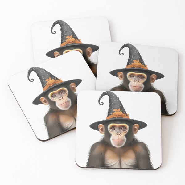 Item preview, Halloween monkey wearing a witch hat designed and sold by fotofeast.