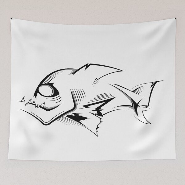 Item preview, Sketch piranha evil eye comic illustration fish symbol graphic animals designed and sold by AndreMi.