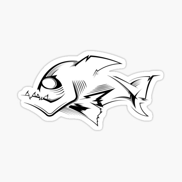 piranha fish drawing comic symbol illustration fun' Sticker