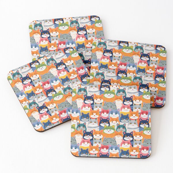 Item preview, Hand Knitted Cute Kitty Seamless Pattern Decor designed and sold by Sitred123.