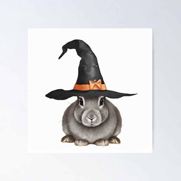 Item preview, Halloween rabbit wearing a witch hat designed and sold by fotofeast.