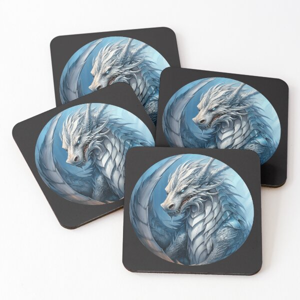 Item preview, Dragon spirit animal strength protection silver blue designed and sold by Andrea-Design.