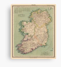 Vintage Map of Ireland (1888) Canvas Print