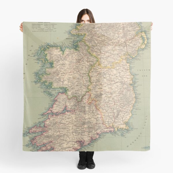 Aperçu de l'œuvre Carte Vintage de l'Irlande (1888) créée et vendue par BravuraMedia.