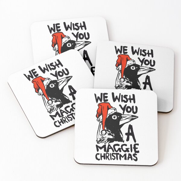 Item preview, Christmas Magpie T Shirt - Australian Magpie Christmas Themed Tee with quote "We Wish You a Maggie Christmas" featuring an Aussie Magpie!! designed and sold by sketchNkustom.