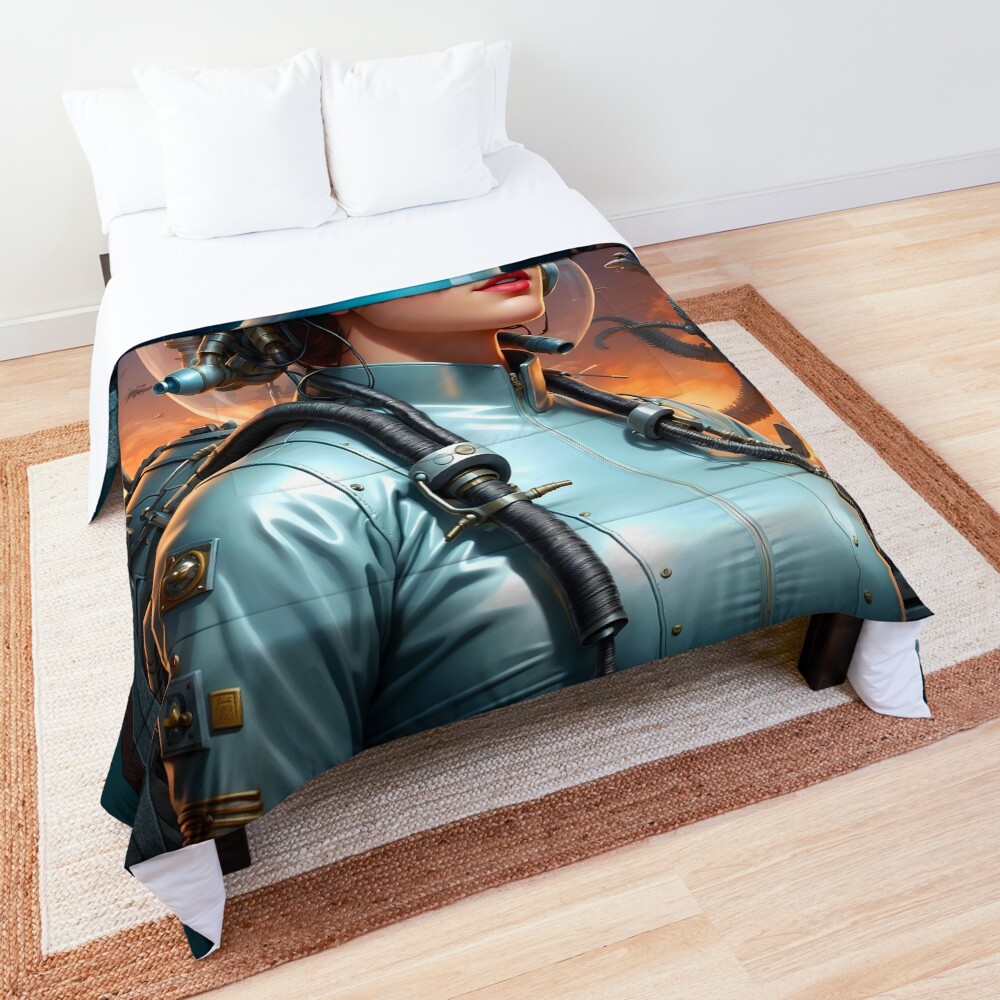Communication Cadet On An Exploration Run AI Concept Art by Xzendor7 - The Ultimate Technology 3 Communication Cadet On An Exploration Run Captivating AI Concept Art by Xzendor7 Decorative Comforter Art Print